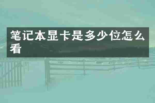 笔记本显卡是多少位怎么看