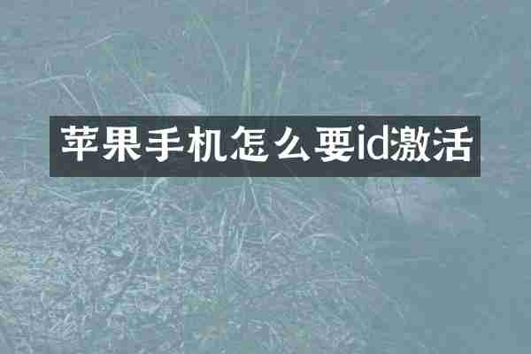 苹果手机怎么要id激活