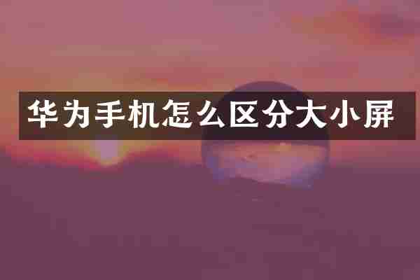 华为手机怎么区分大小屏