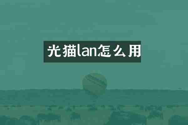 光猫lan怎么用