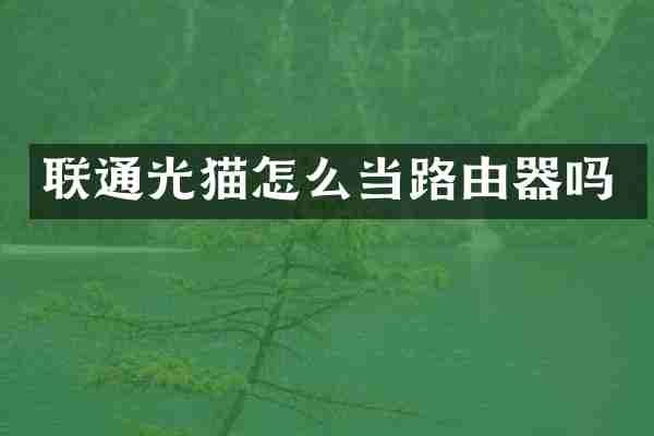 联通光猫怎么当路由器吗