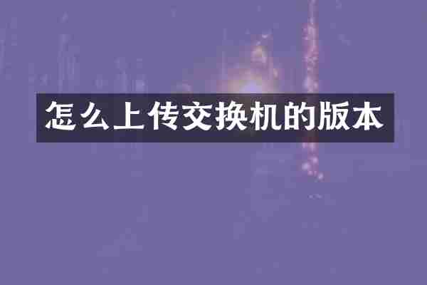 怎么上传交换机的版本