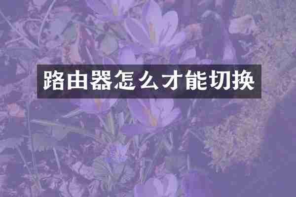 路由器怎么才能切换
