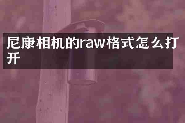 尼康相机的raw格式怎么打开