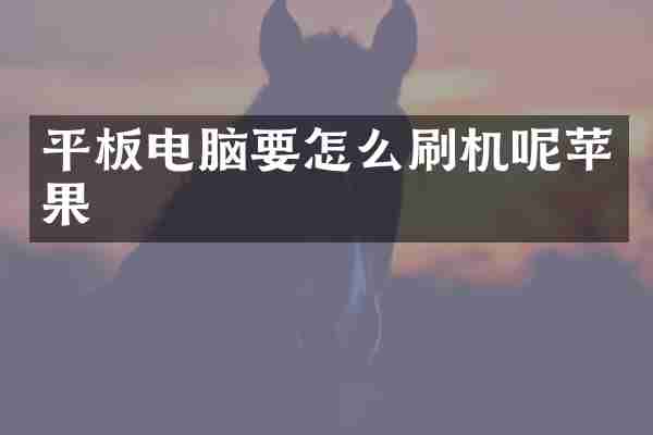 平板电脑要怎么刷机呢苹果