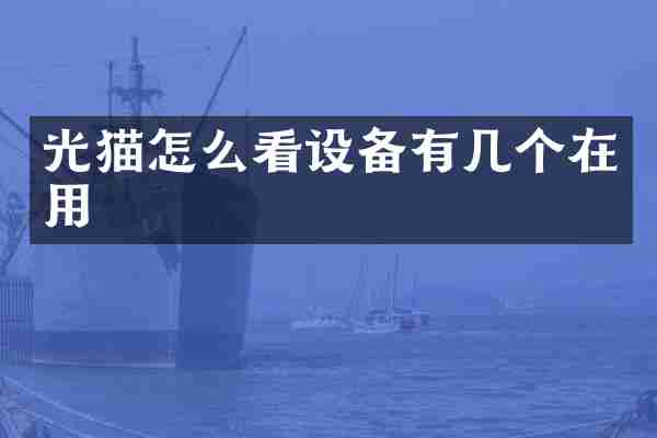 光猫怎么看设备有几个在用