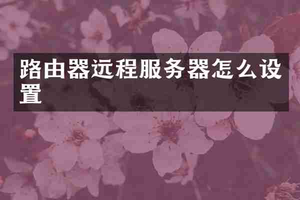 路由器远程服务器怎么设置