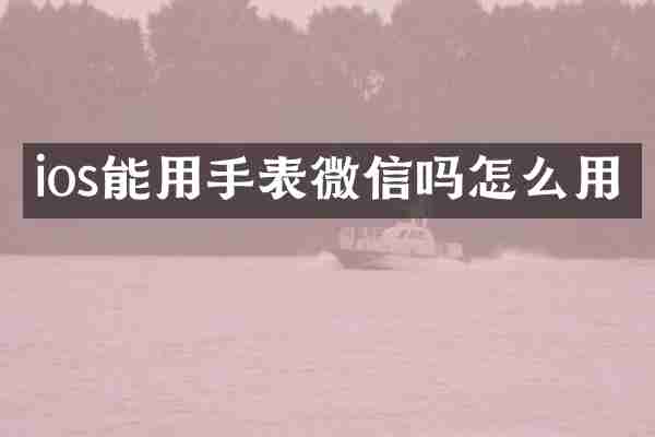 ios能用手表微信吗怎么用