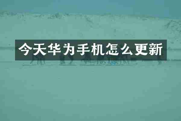 今天华为手机怎么更新