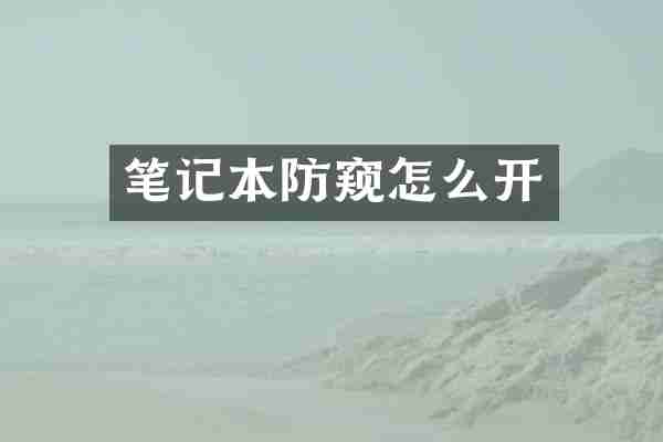 笔记本防窥怎么开