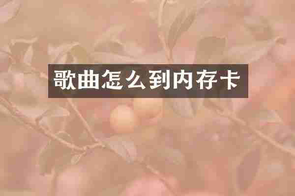 歌曲怎么到内存卡