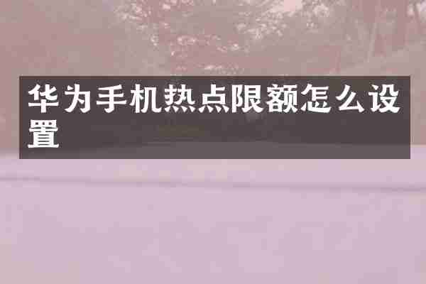 华为手机热点限额怎么设置