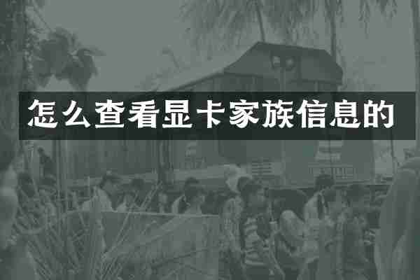 怎么查看显卡家族信息的