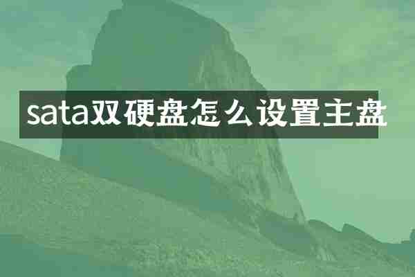 sata双硬盘怎么设置主盘