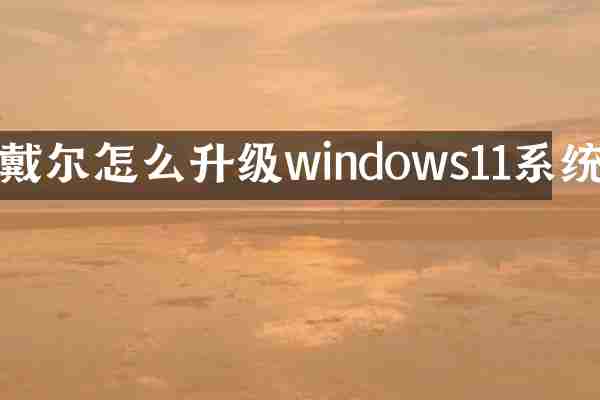 戴尔怎么升级windows11系统