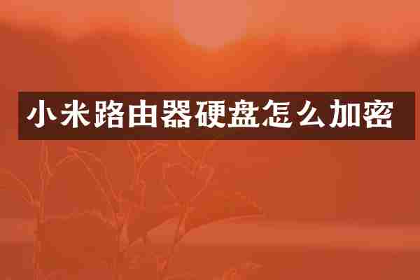 小米路由器硬盘怎么加密