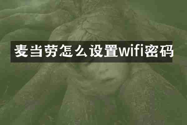 麦当劳怎么设置wifi密码
