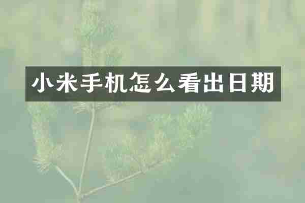 小米手机怎么看出日期