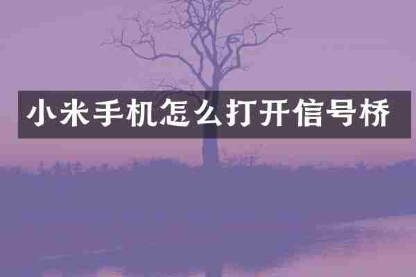 小米手机怎么打开信号桥