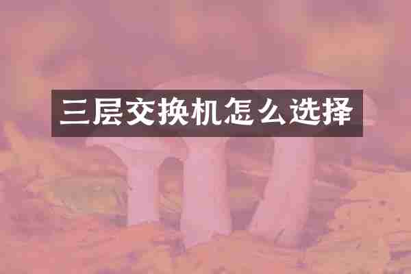三层交换机怎么选择