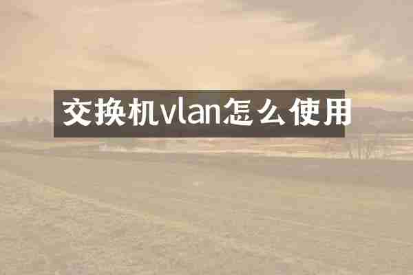 交换机vlan怎么使用
