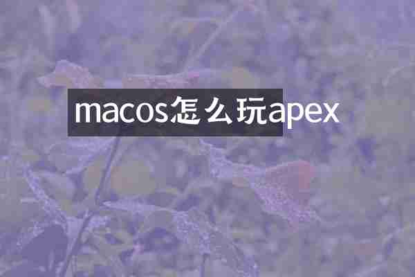 macos怎么玩apex