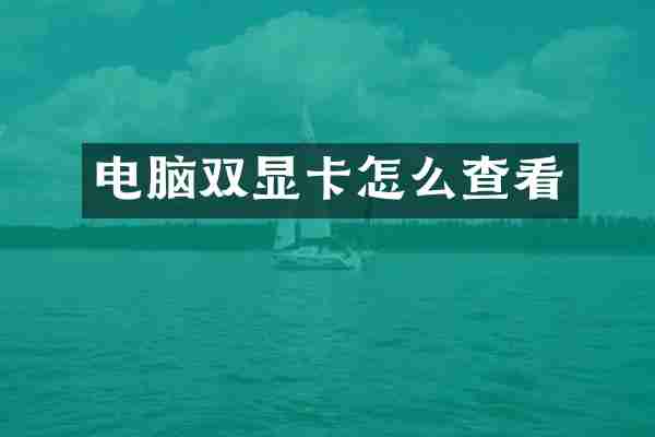 电脑双显卡怎么查看