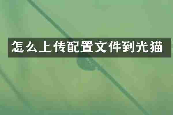 怎么上传配置文件到光猫