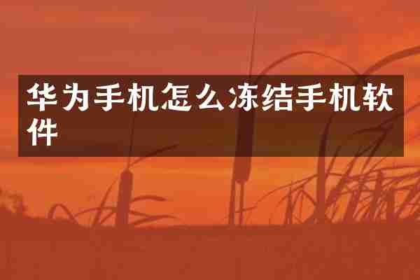 华为手机怎么冻结手机软件