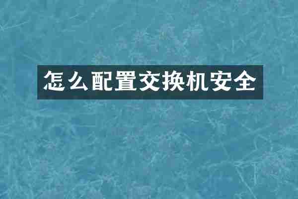 怎么配置交换机安全