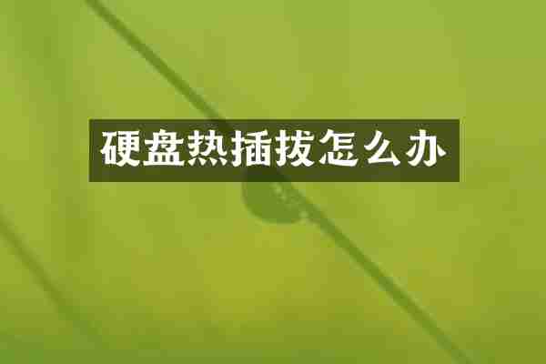 硬盘热插拔怎么办