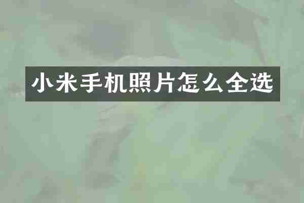 小米手机照片怎么全选