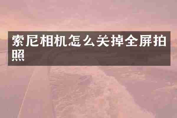 索尼相机怎么关掉全屏拍照