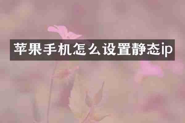 苹果手机怎么设置静态ip