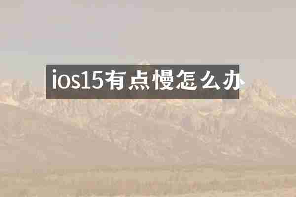 ios15有点慢怎么办