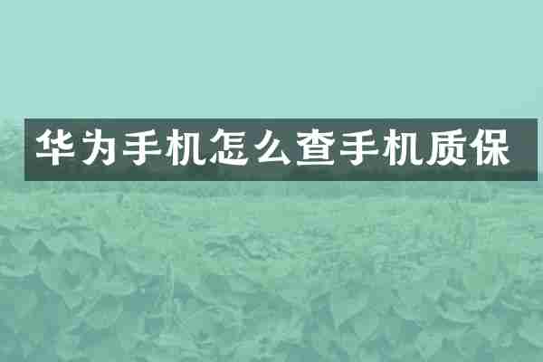 华为手机怎么查手机质保