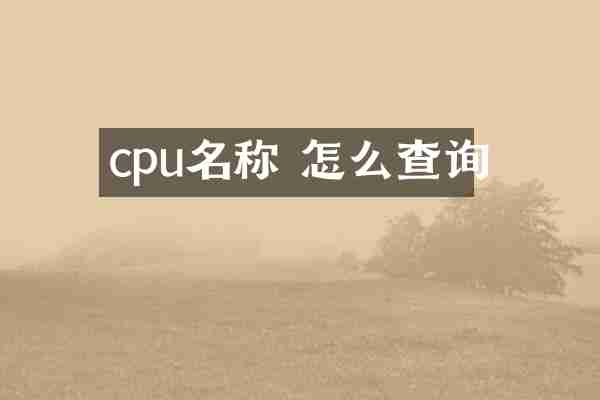 cpu名称 怎么查询