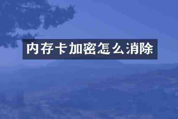 内存卡加密怎么消除