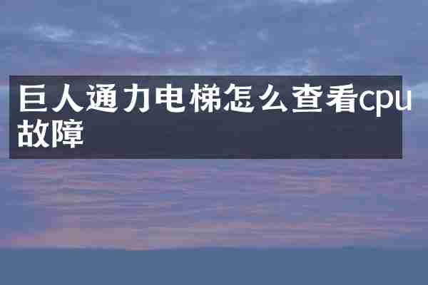 巨人通力电梯怎么查看cpu故障