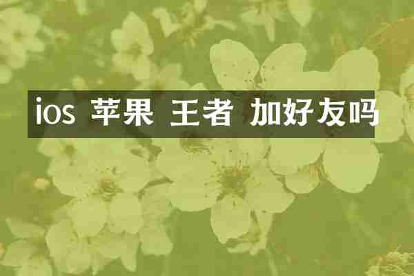 ios 苹果 王者 加好友吗