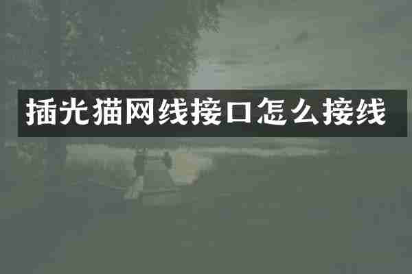 插光猫网线接口怎么接线