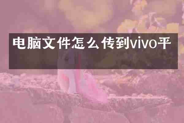 电脑文件怎么传到vivo平板