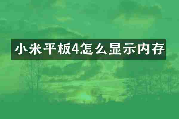 小米平板4怎么显示内存