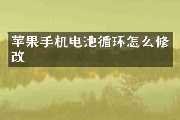 苹果手机电池循环怎么修改