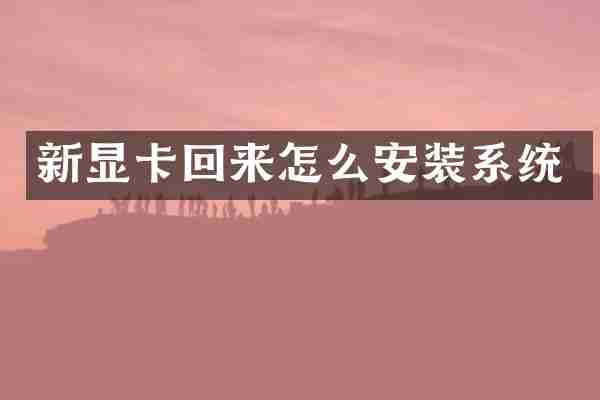 新显卡回来怎么安装系统