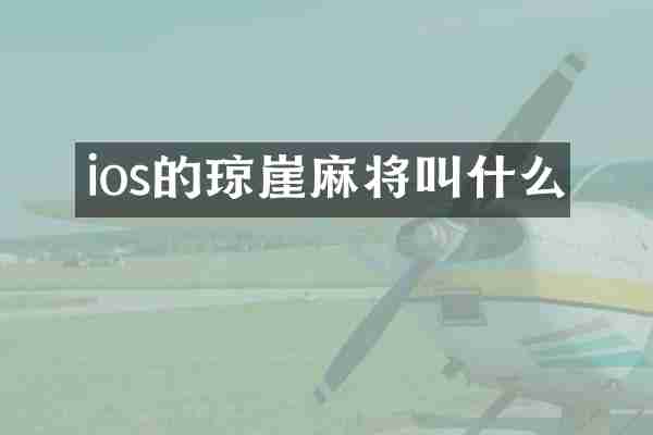 ios的琼崖麻将叫什么