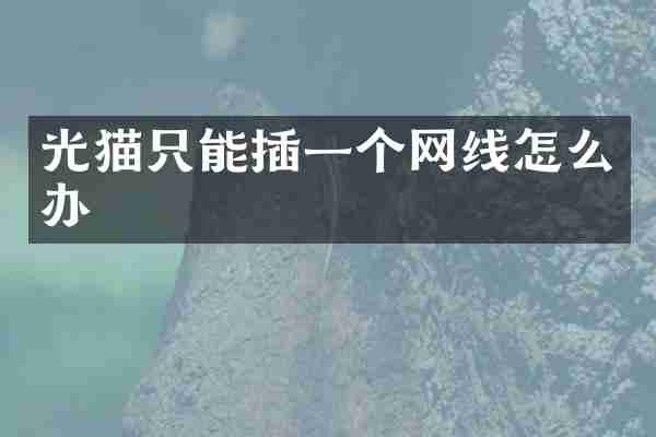 光猫只能插一个网线怎么办