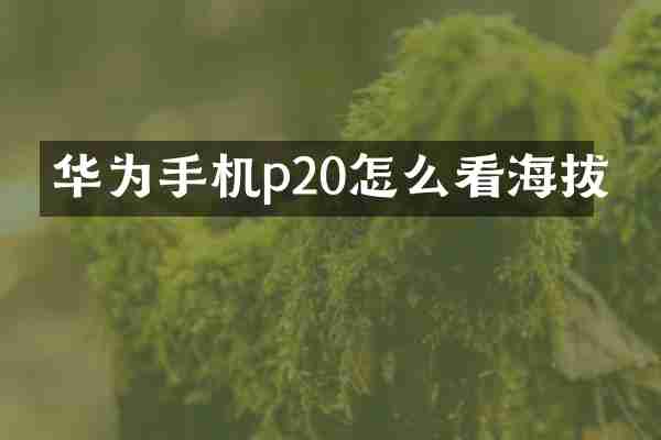 华为手机p20怎么看海拔