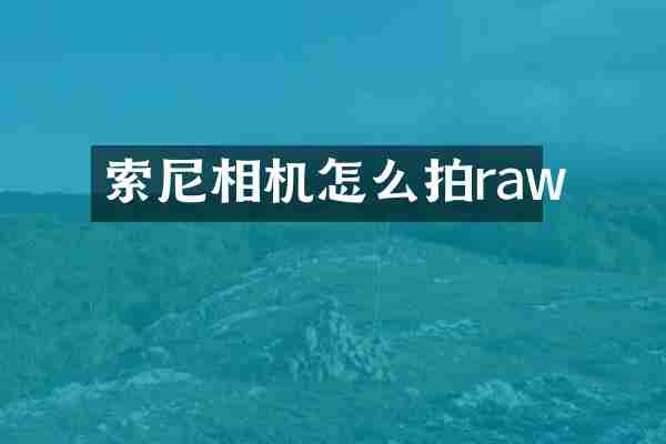 索尼相机怎么拍raw