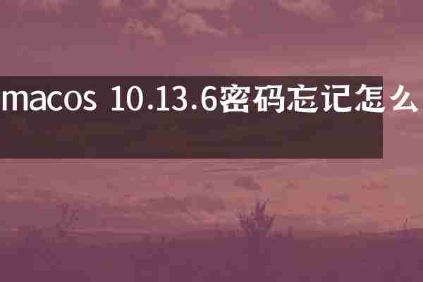 macos 10.13.6密码忘记怎么办